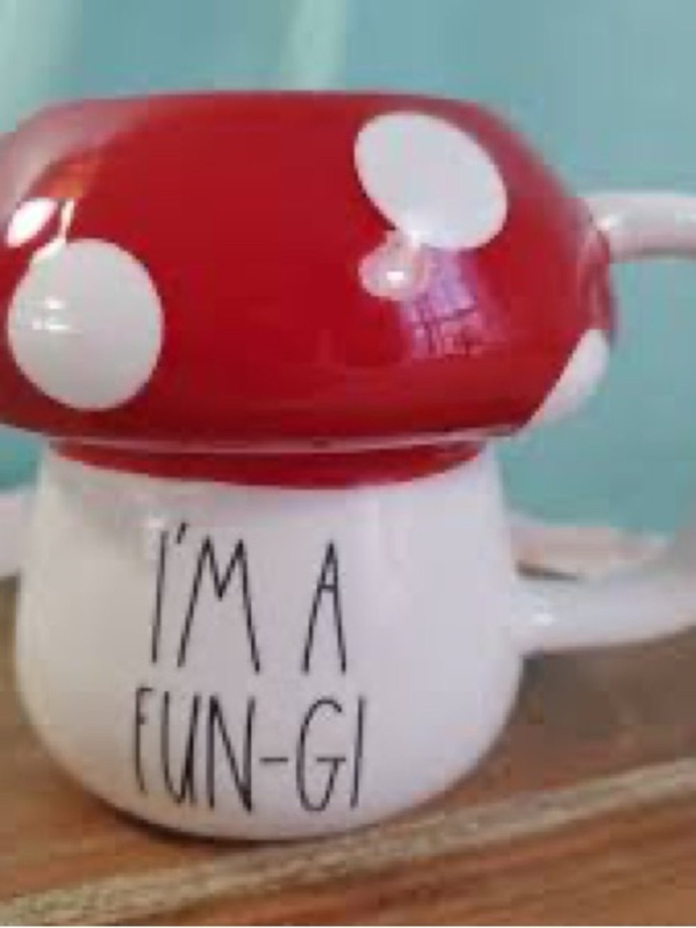 Rae Dunn Red & White Polka Dot Mushroom Mug